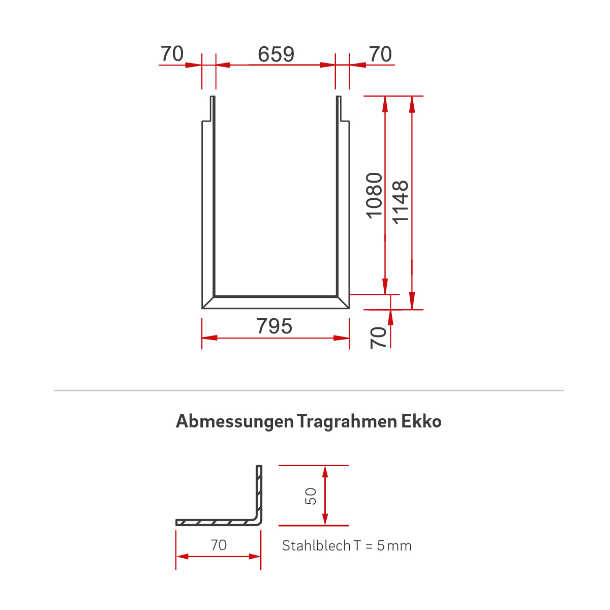 Tragrahmen für Türhöhe 51 cm (Art. 7052601)