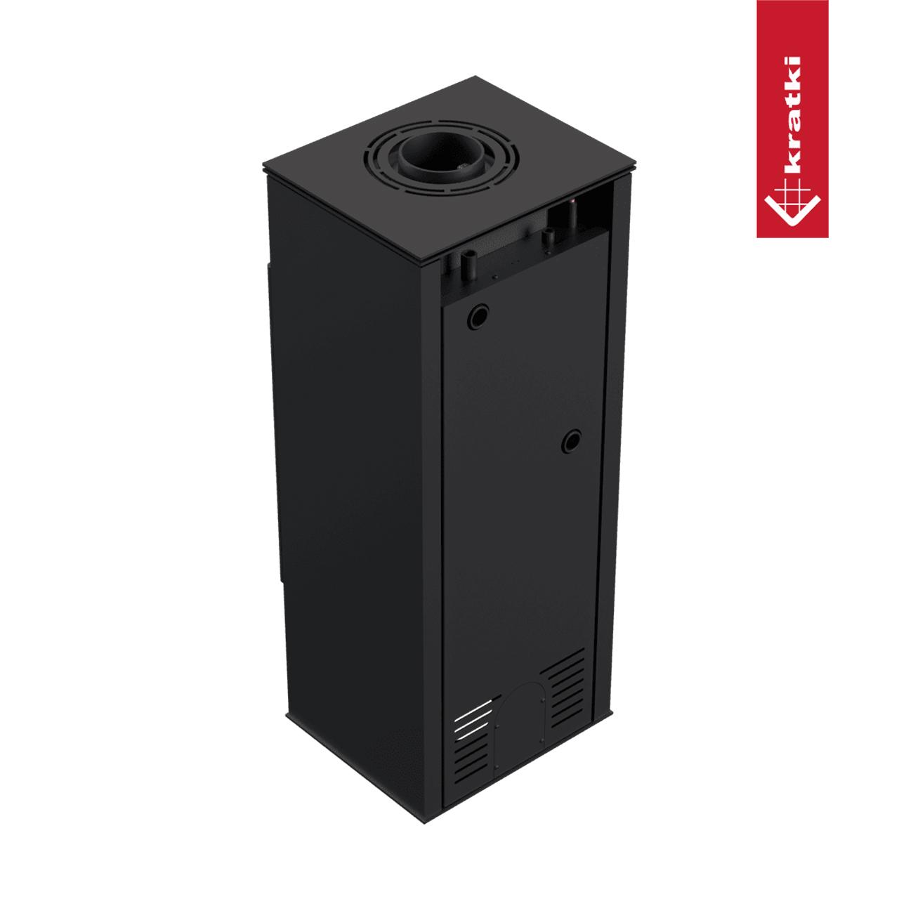 Kaminofen wasserführend Kratki HATI/AQUA/PW 10 kW - Feuerraumauskleidung: Schwarz - Türgriff: Stahl/Schwarz
