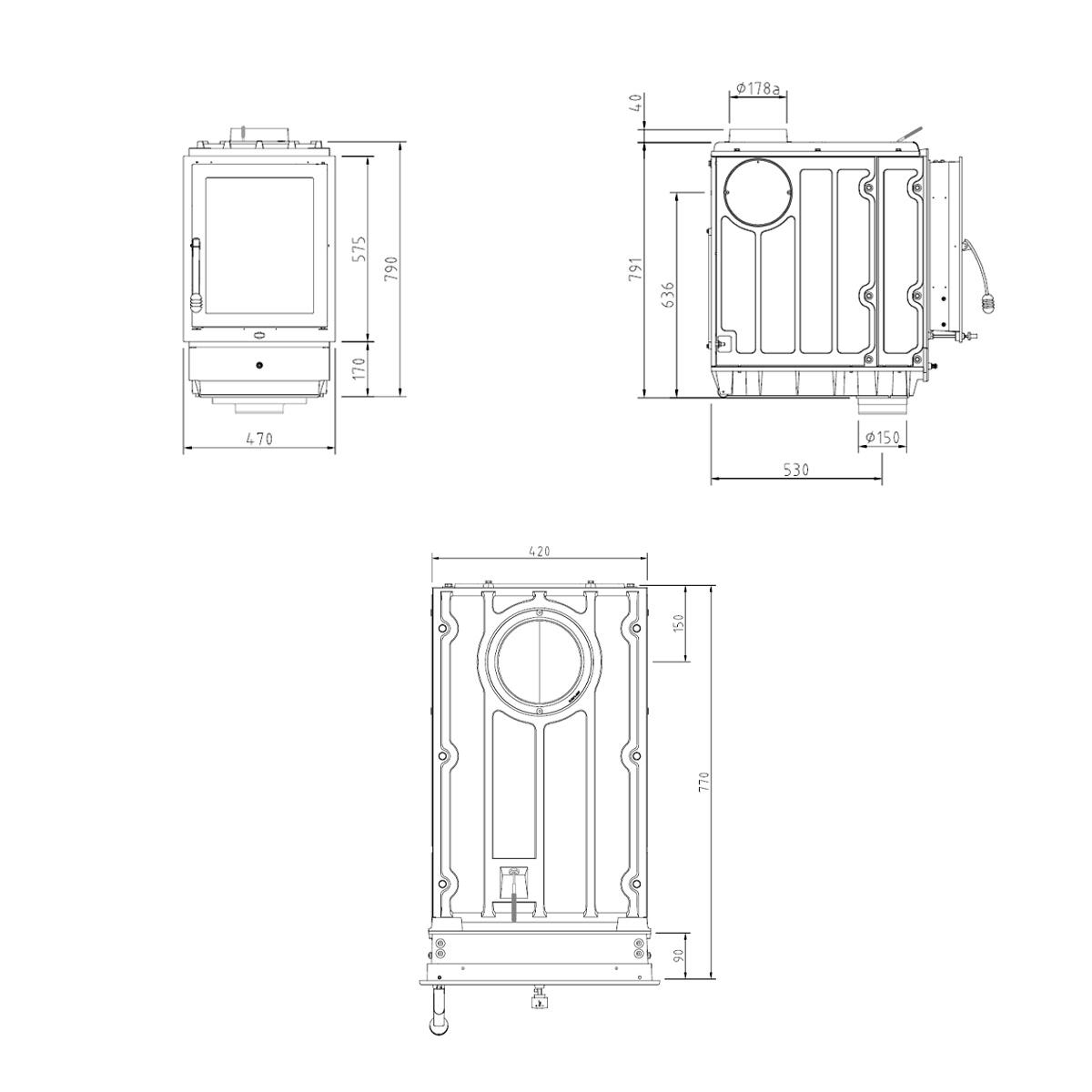Kachelofeneinsatz Schmid Profi Plus 12 mit 12 kW