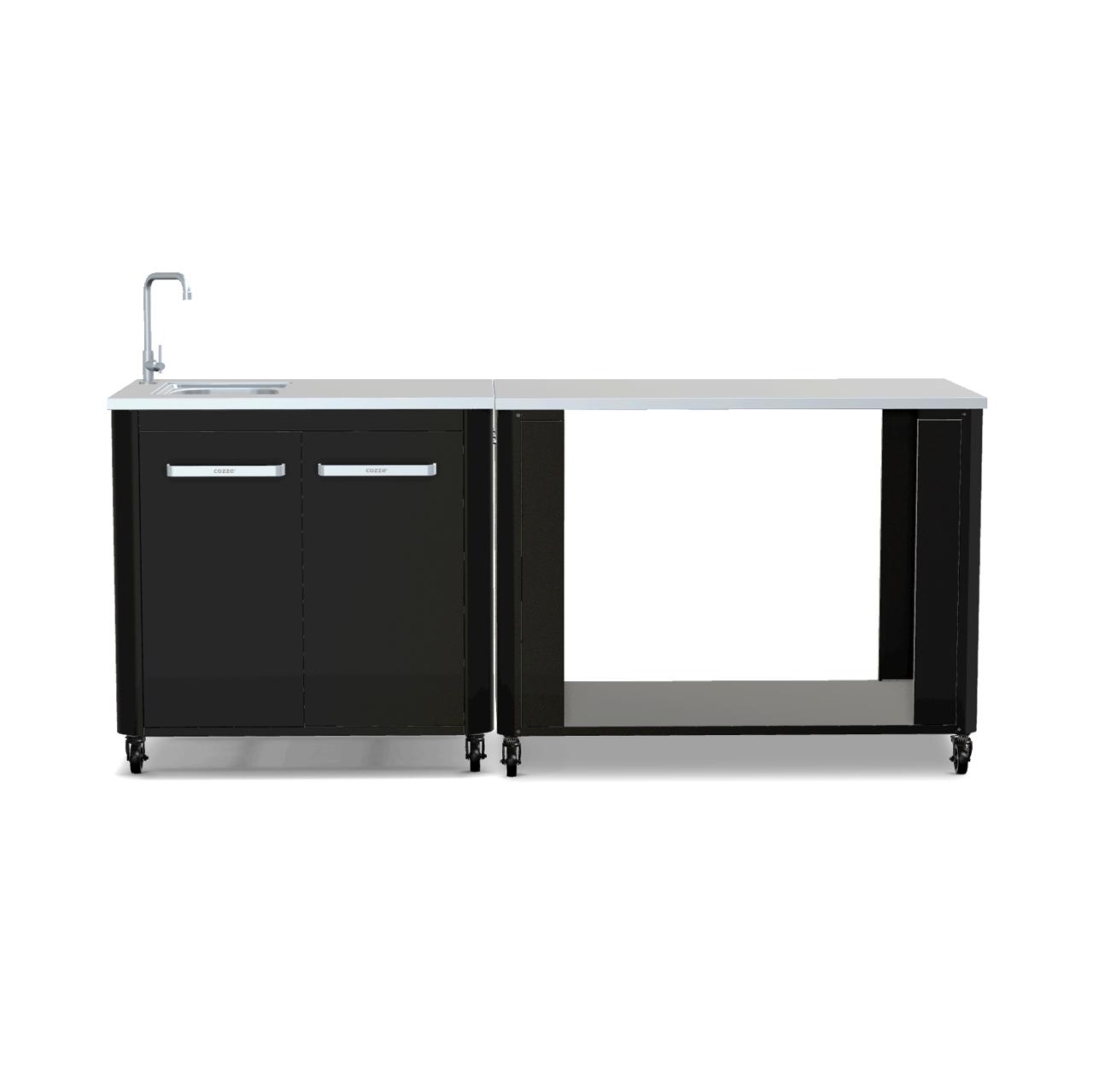 Cozze Outdoorküche Bundle mit Spülenschrank 90 cm & offenem Modul 115 cm mit Edelstahlplatte