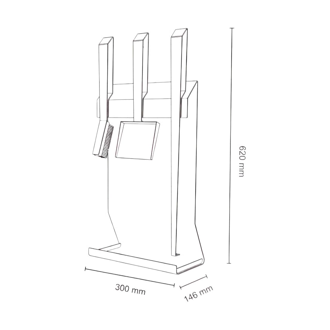 Kaminbesteck Termatech Edge Stand, 3tlg. mit Beesen, Schaufel & Schürhaken