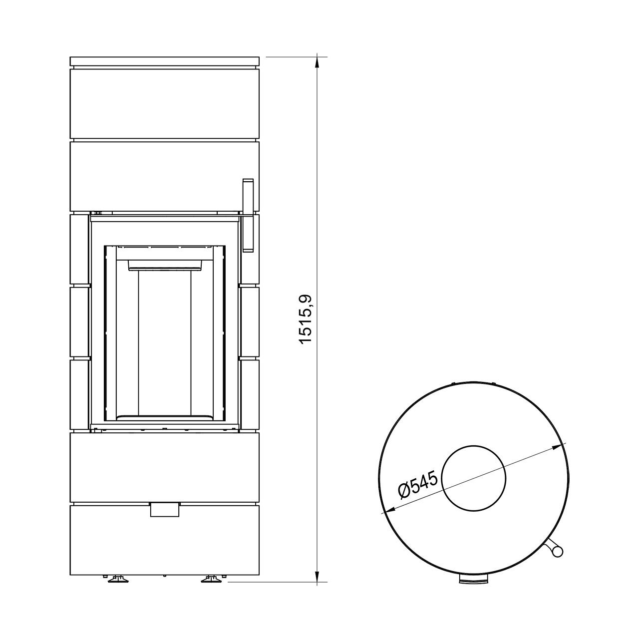 Kaminofen Cera Design Rondotherm Titan Midi mit 6 kW - Ausführung: Schwarz