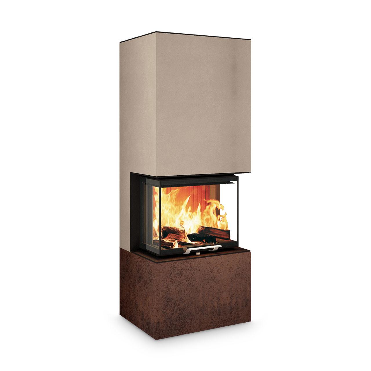 Kaminbausatz Neocube P10 7,9 kW - Oberteil: Phedra - Unterteil: Iron Corten