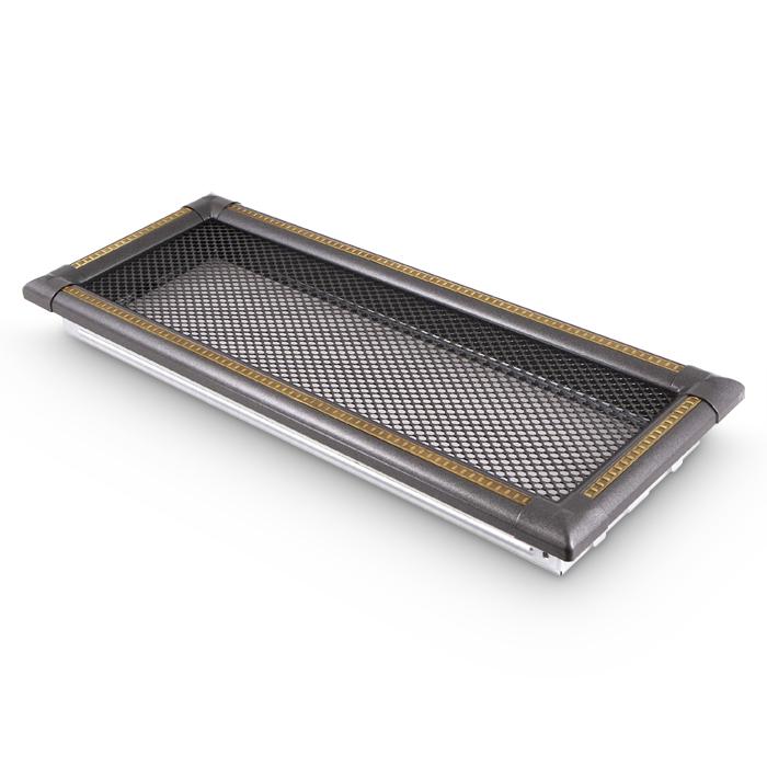 Kaltluftgitter 20x50 cm Graphit Messing Kamin Lüftungsgitter Ofen Gitter