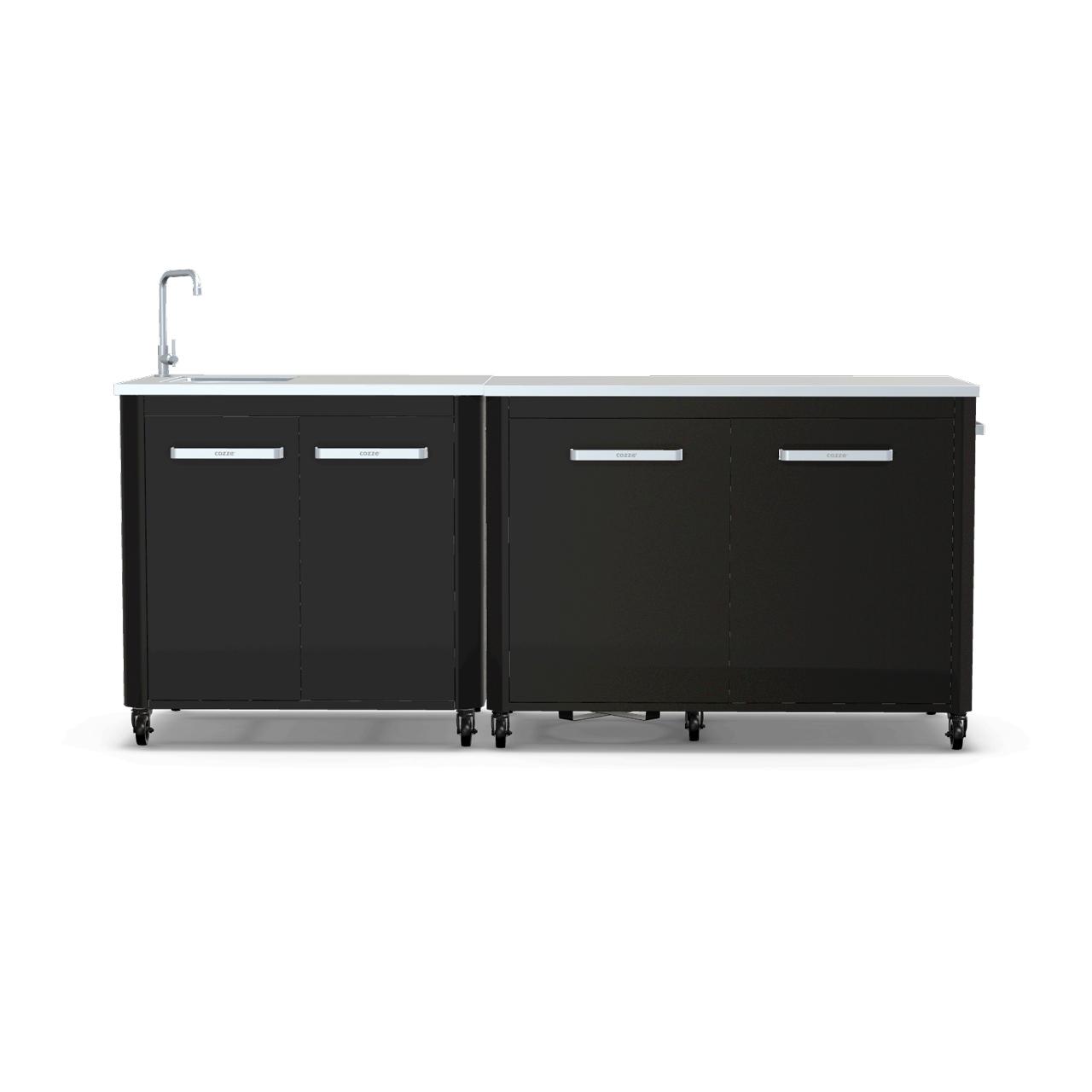 Cozze Outdoorküche Bundle mit Spülenschrank 90 cm & Schrankmodul 120 cm mit Edelstahlplatte