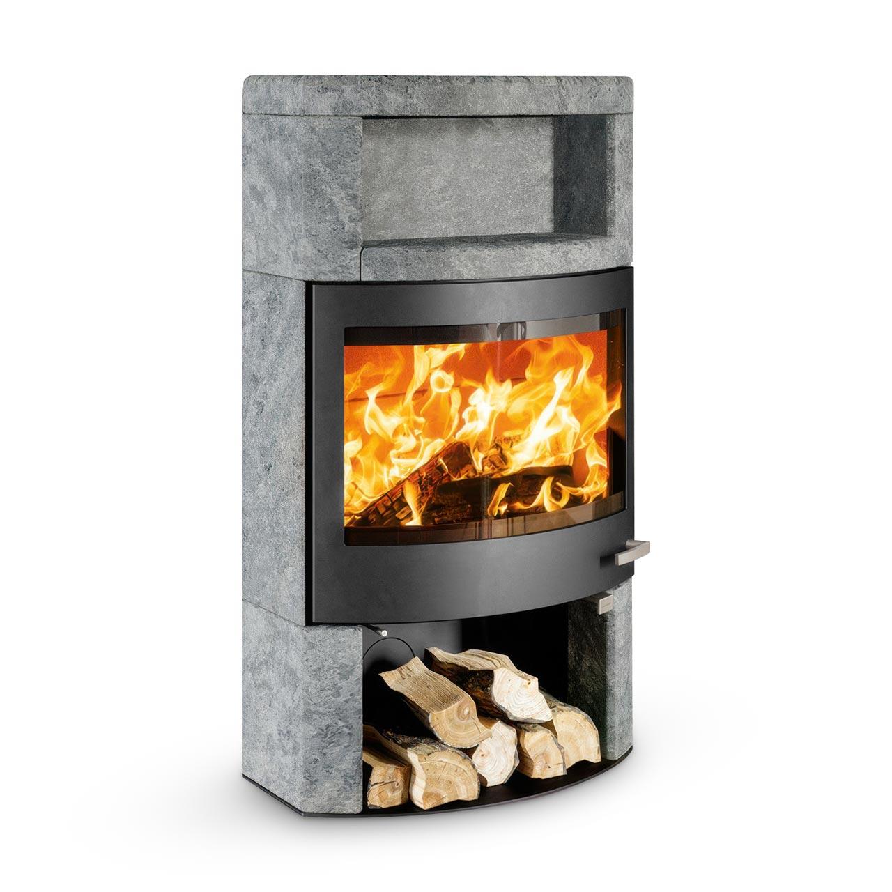 Kaminofen Skantherm Ator Plus Panorama 9,9 kW - Ausführung: Speckstein, Korpus Schwarz