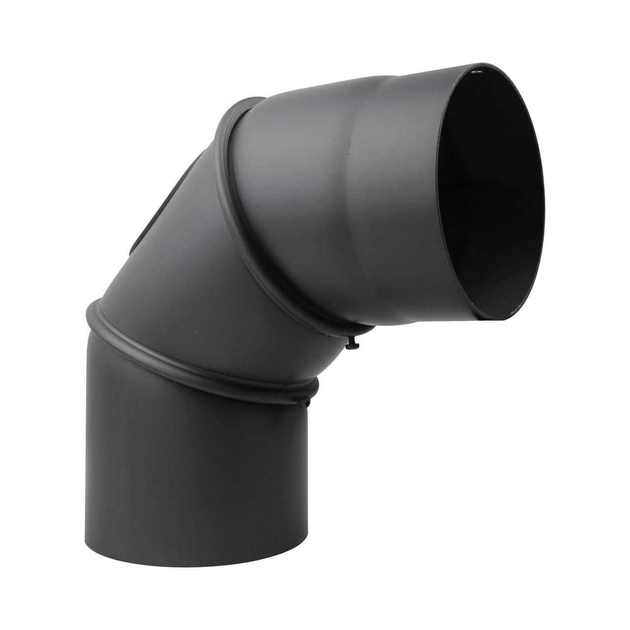 Ofenrohr Bogen 3tlg. verstellbar mit Tür DN 150 mm 90° Gussgrau