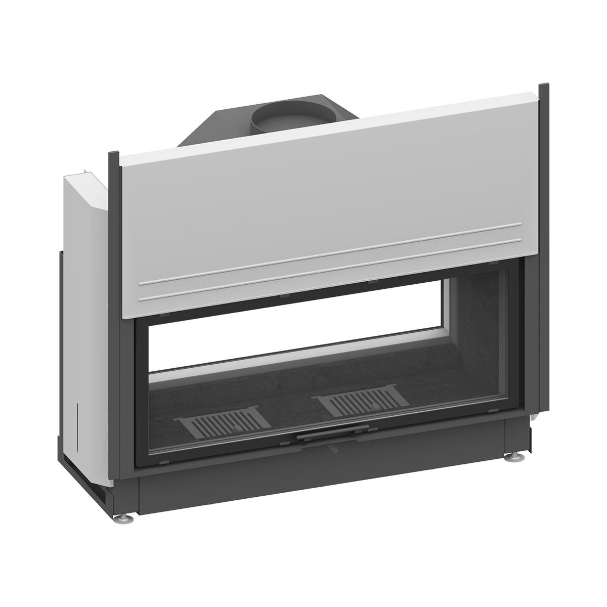 Tunnel-Kamineinsatz Schmid Lina TV 120 h/s mit 10 kW - Türhöhe: 51 cm - Brennraumauskleidung: Schamotte Anthrazit - modulares Blendrahmensystem: nein