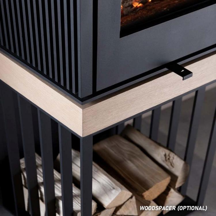 Kaminofen Trimline Woody Loft 6,4 kW - Untergestell: Holzsockel