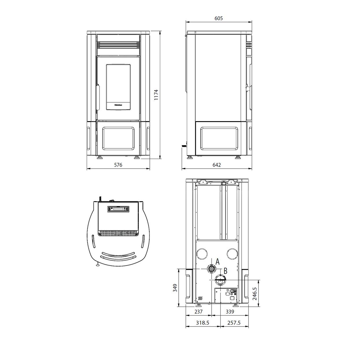 Pelletofen Extraflame Evolution Line Noris Lux mit 12 kW - Verkleidung: taupe matt