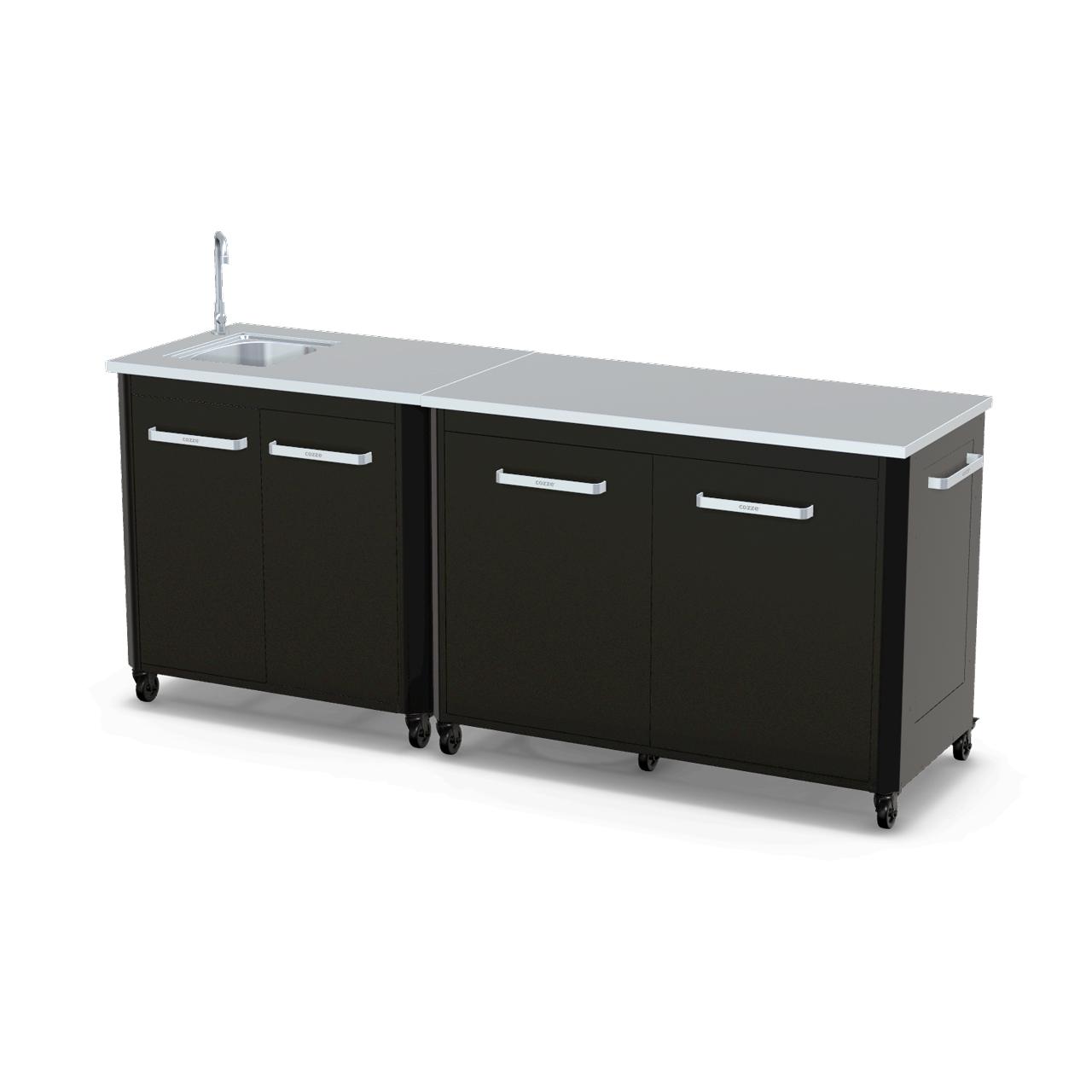 Cozze Outdoorküche Bundle mit Spülenschrank 90 cm & Schrankmodul 120 cm mit Edelstahlplatte