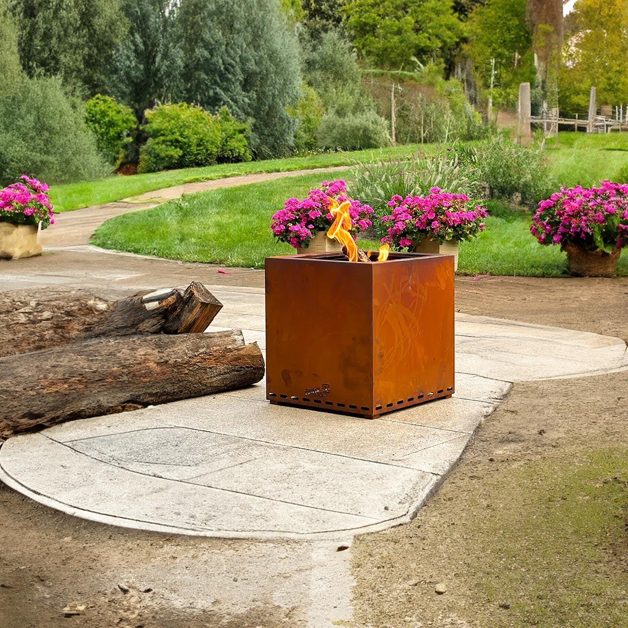 Terrassenofen Artiss Z1, rauchfreie Feuerschale für Holz & Pellets - Ausführung: Corten