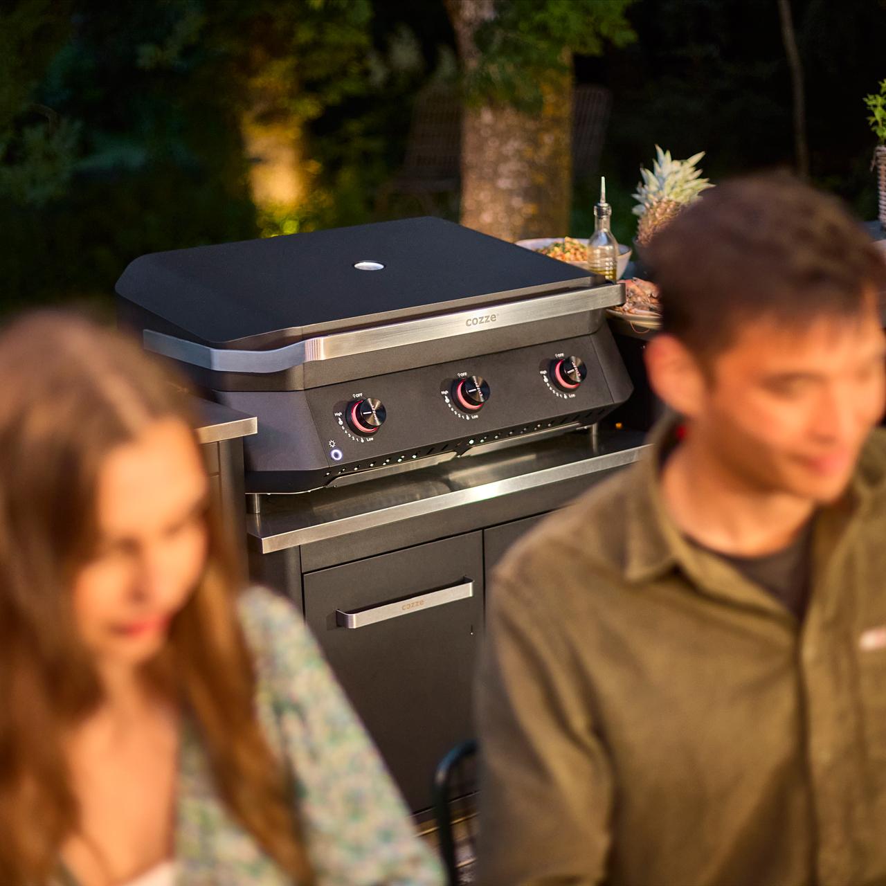 Cozze Plancha G-800 Bundle inkl. Schrankmodul 120 cm mit Edelstahlplatte & Gratis Grillspatel