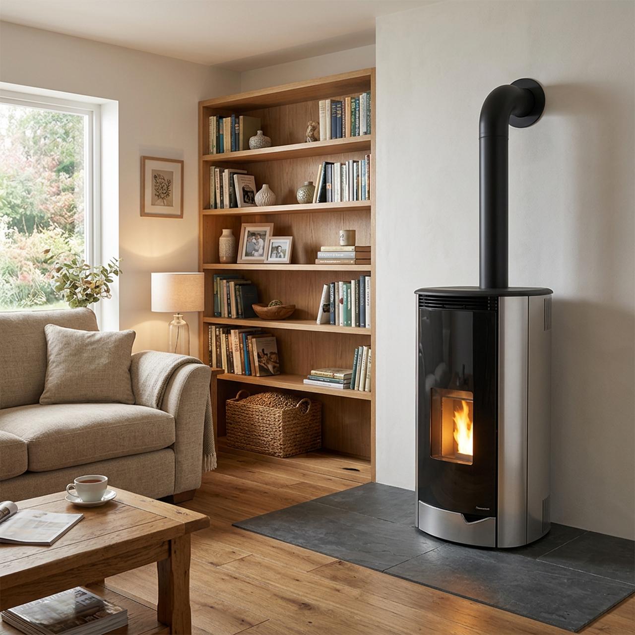 Pelletofen Palazzetti Ecofire Marianne 6 US, 6 kW - Ausführung: Stahl Weiß