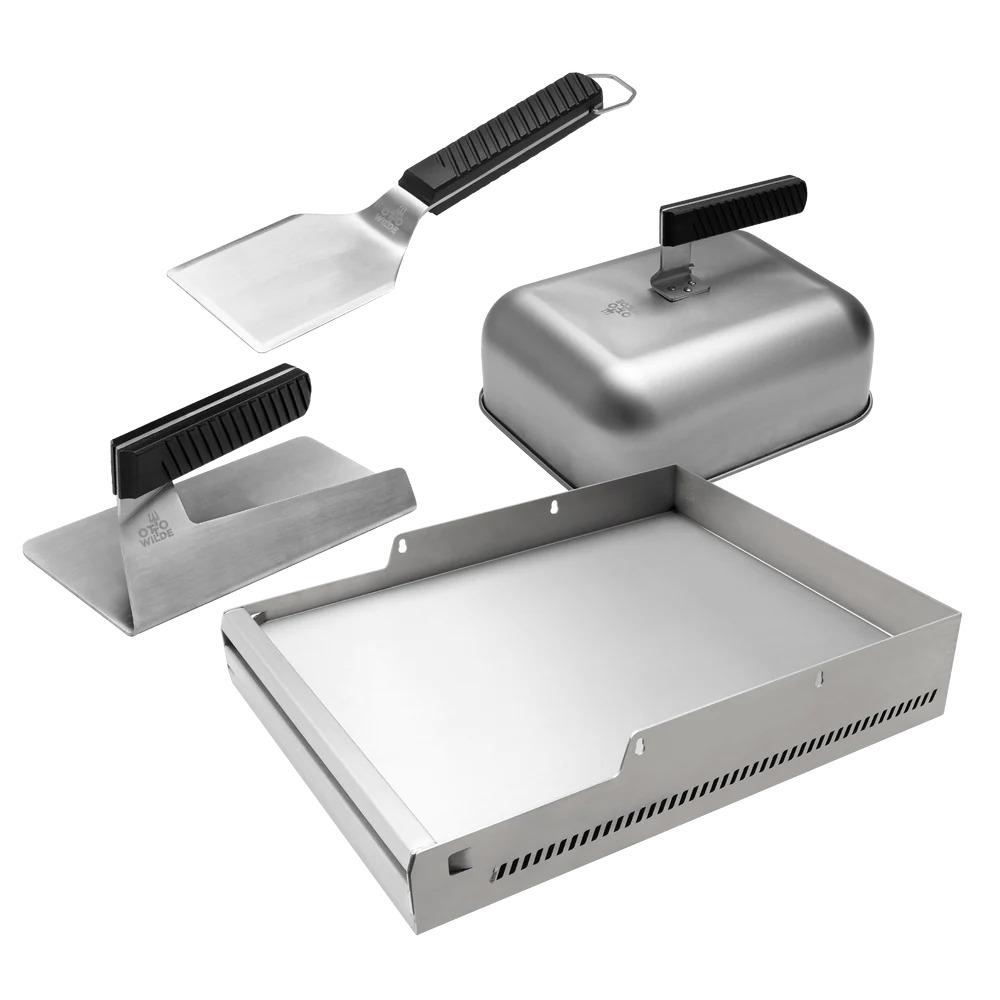 Outdoorküche Otto Wilde Burger Set Deluxe - Plancha, Spachtel, Planchahaube, Grillgewicht