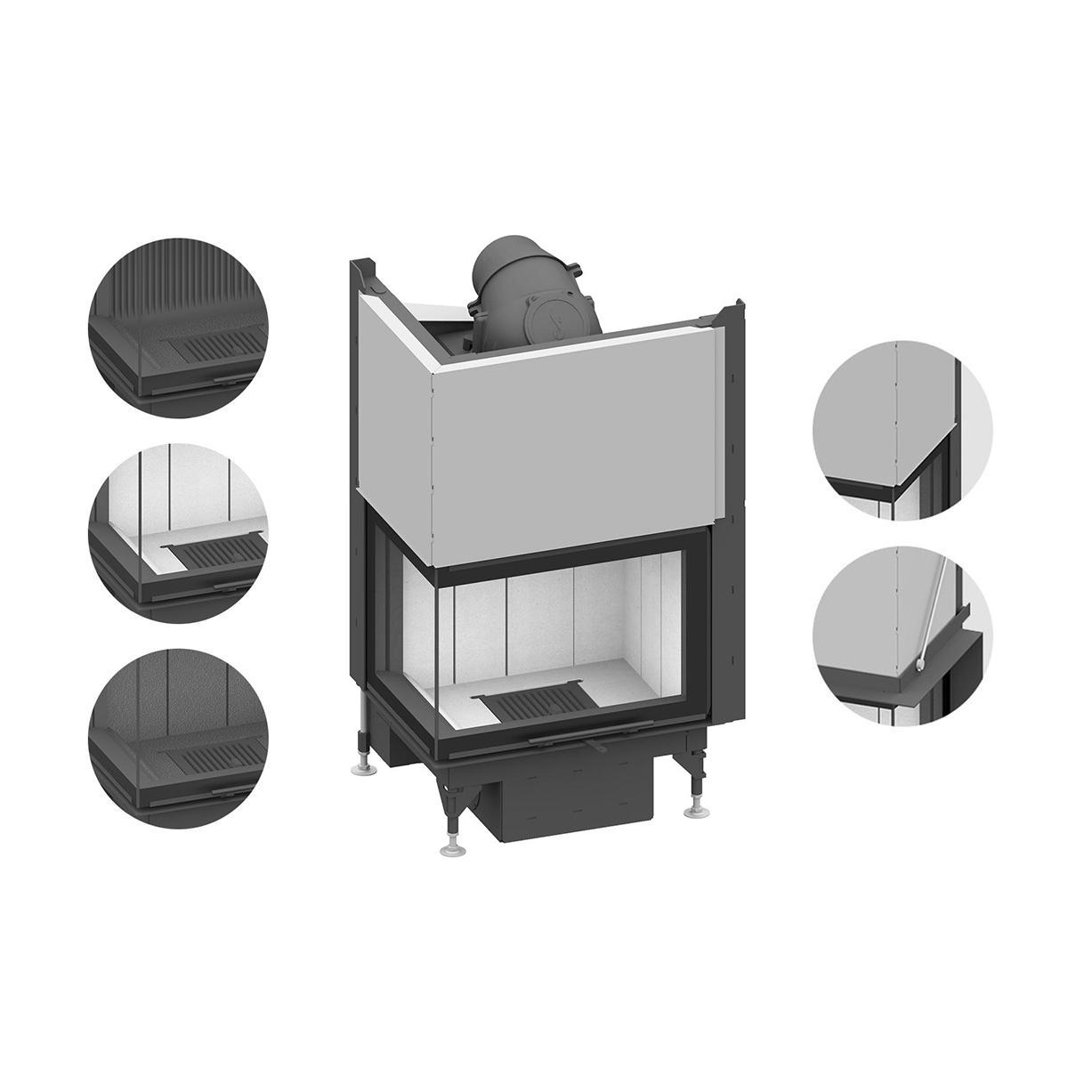Eck-Kamineinsatz Schmid Ekko L 67(45) h evo mit 9 kW