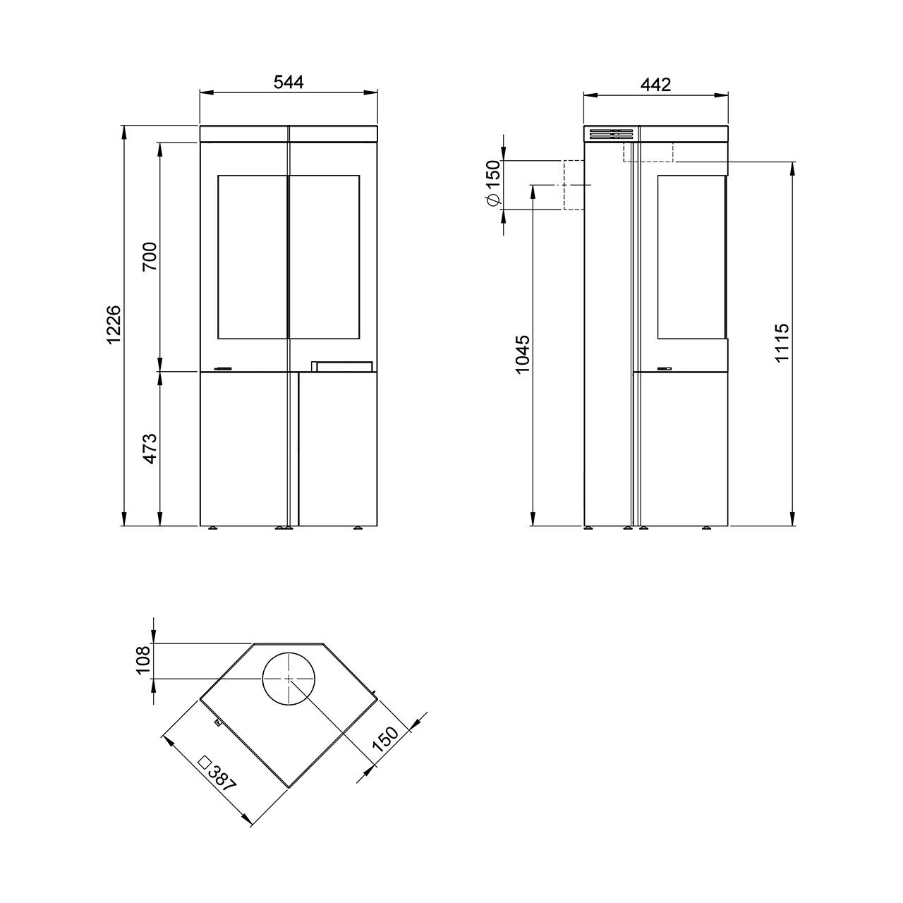 Kaminofen Nordpeis Quadro 2 Basic 6 kW