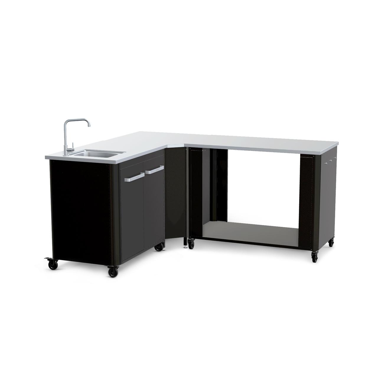 Cozze Outdoorküche Bundle mit Ecktisch, Spülenschrank 90 cm & offenem Modul 115 cm mit Edelstahlplatte
