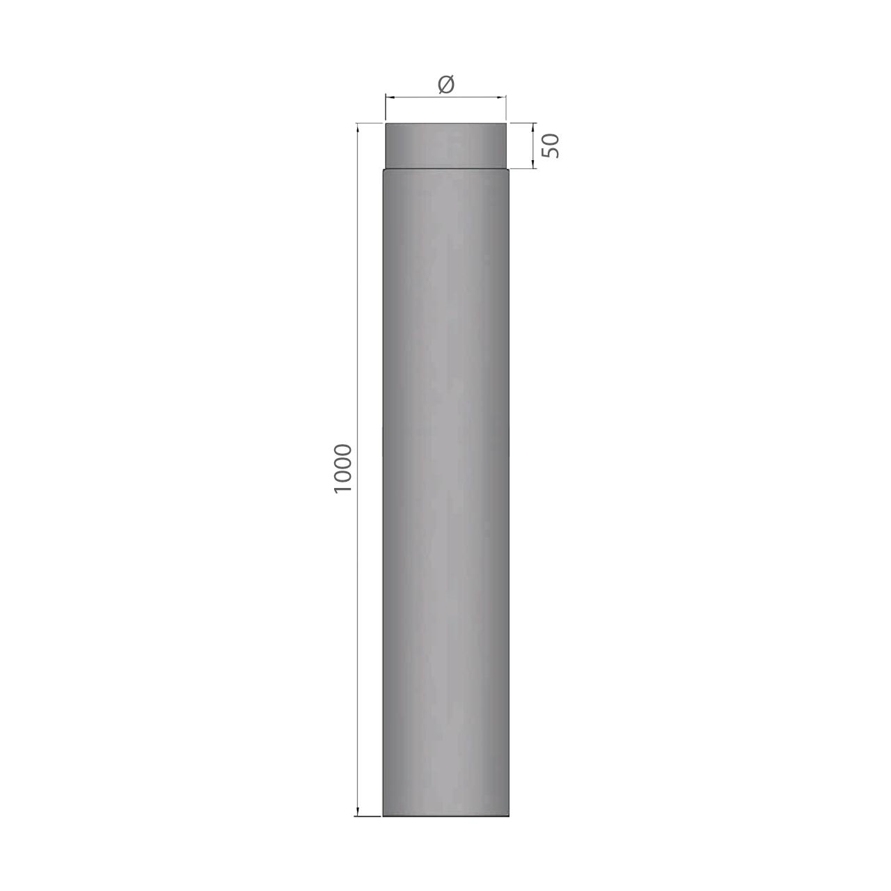 Ofenrohr DN 160 mm Länge 1000 mm Schwarz