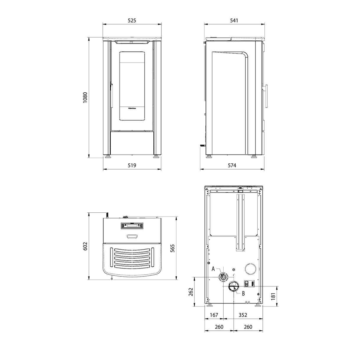 Pelletofen Extraflame Dahiana 5.0 Evo mit 10 kW - Ausführung: Bordeaux