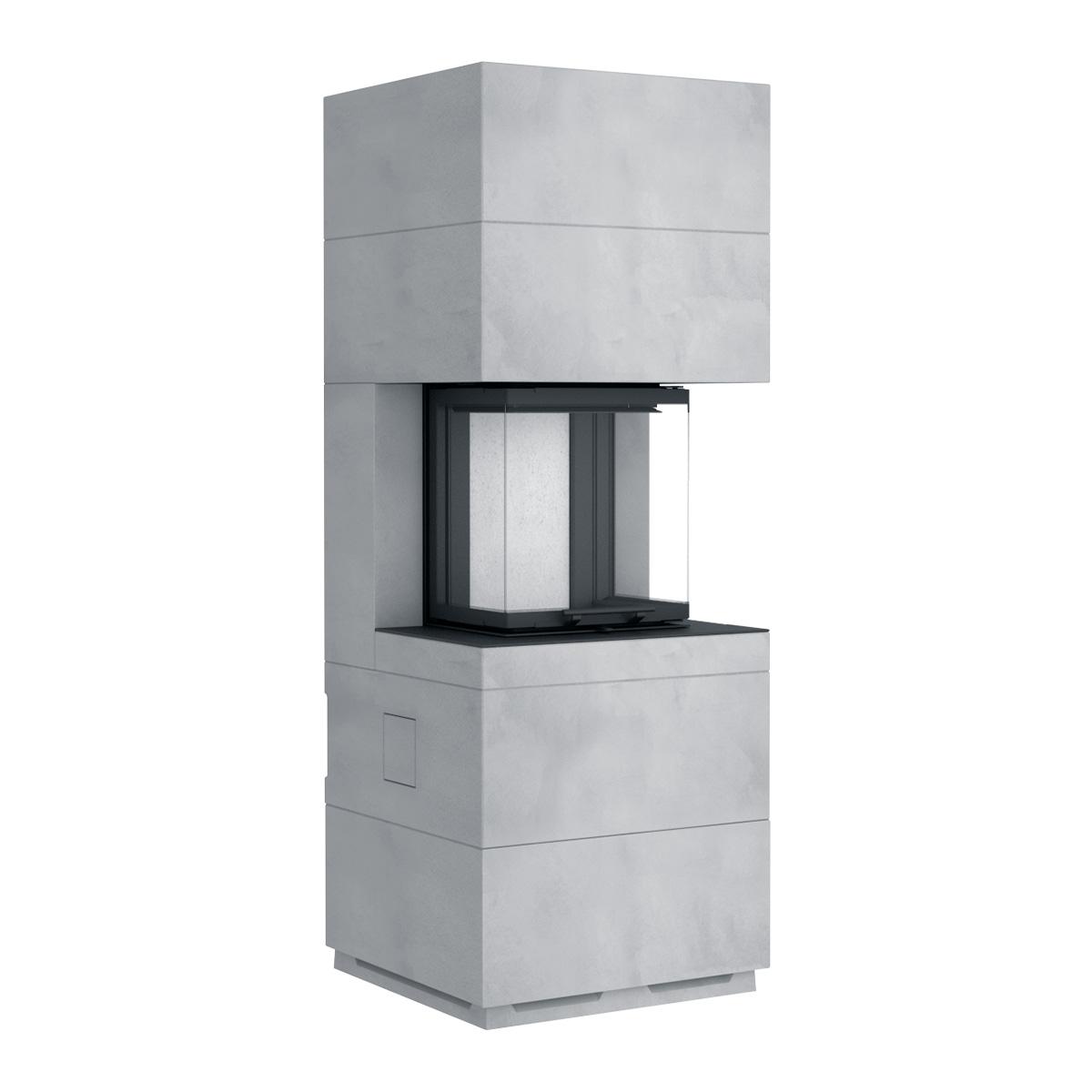 Kaminbausatz Camina S12 mit 4 kW - Ausführung Kaminbausatz: kurz mit 2. Unterbauteil (Höhe 310 mm) - Feuerraumauskleidung: Schamotte weiß
