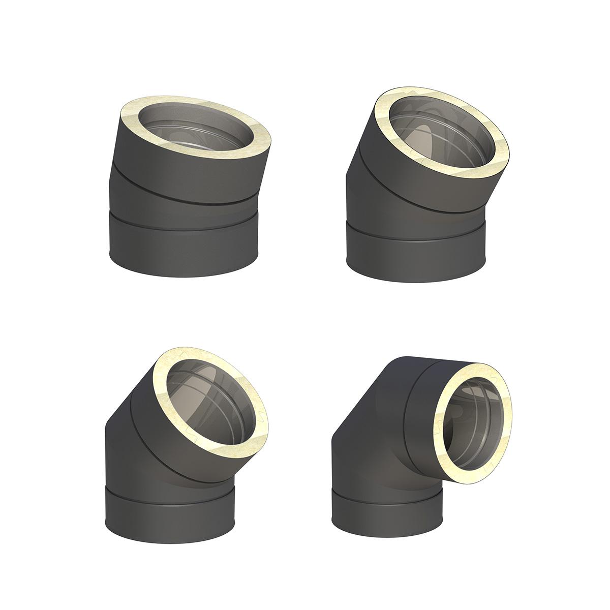 Jeremias DW-BLACK Bogen - Winkel: 45° - für Schornstein-Innendurchmesser: 150mm