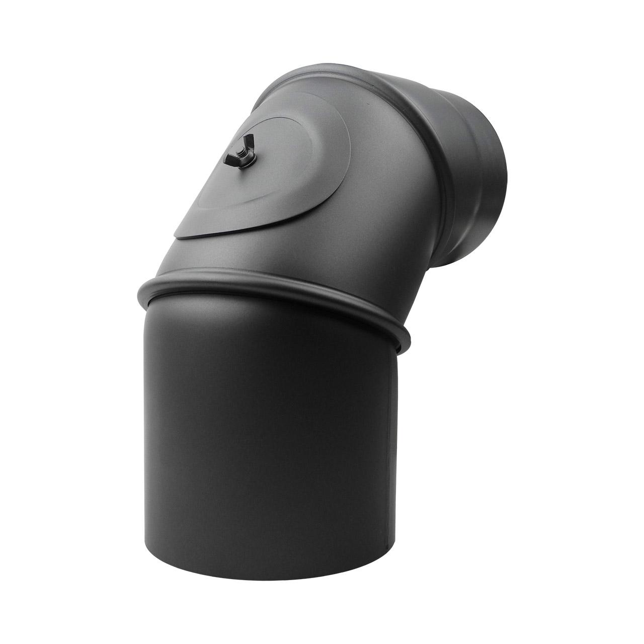 Ofenrohr Bogen 3tlg. verstellbar mit Tür DN 150 mm 90° Gussgrau