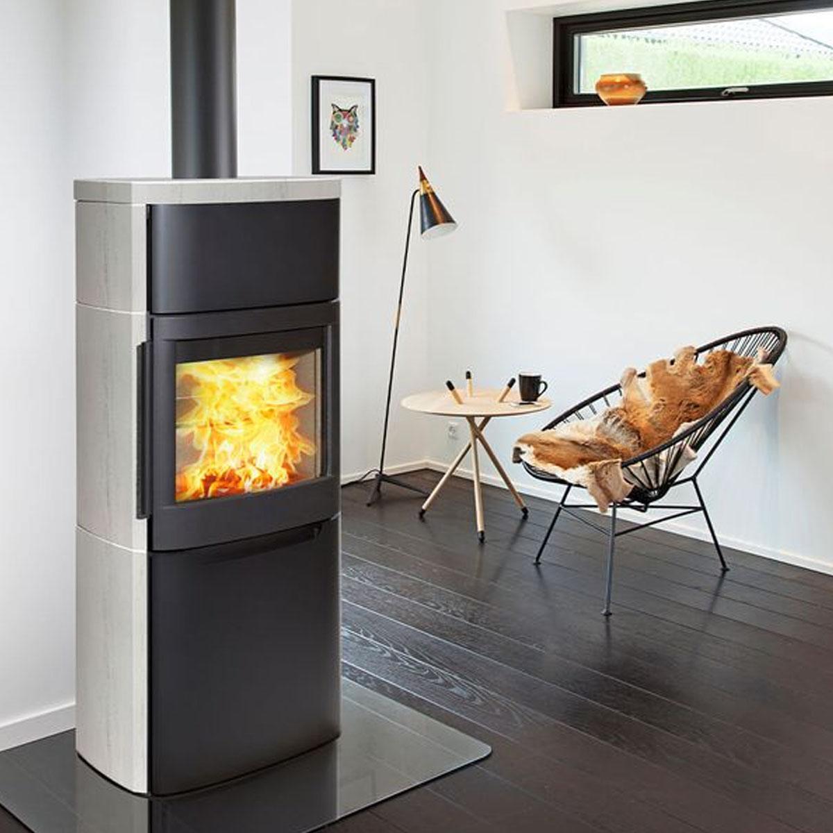Kaminofen Wiking Pala 6, 7 kW - Ausführung: Stahl - Korpus: Schwarz - Rauchabgang: Oben