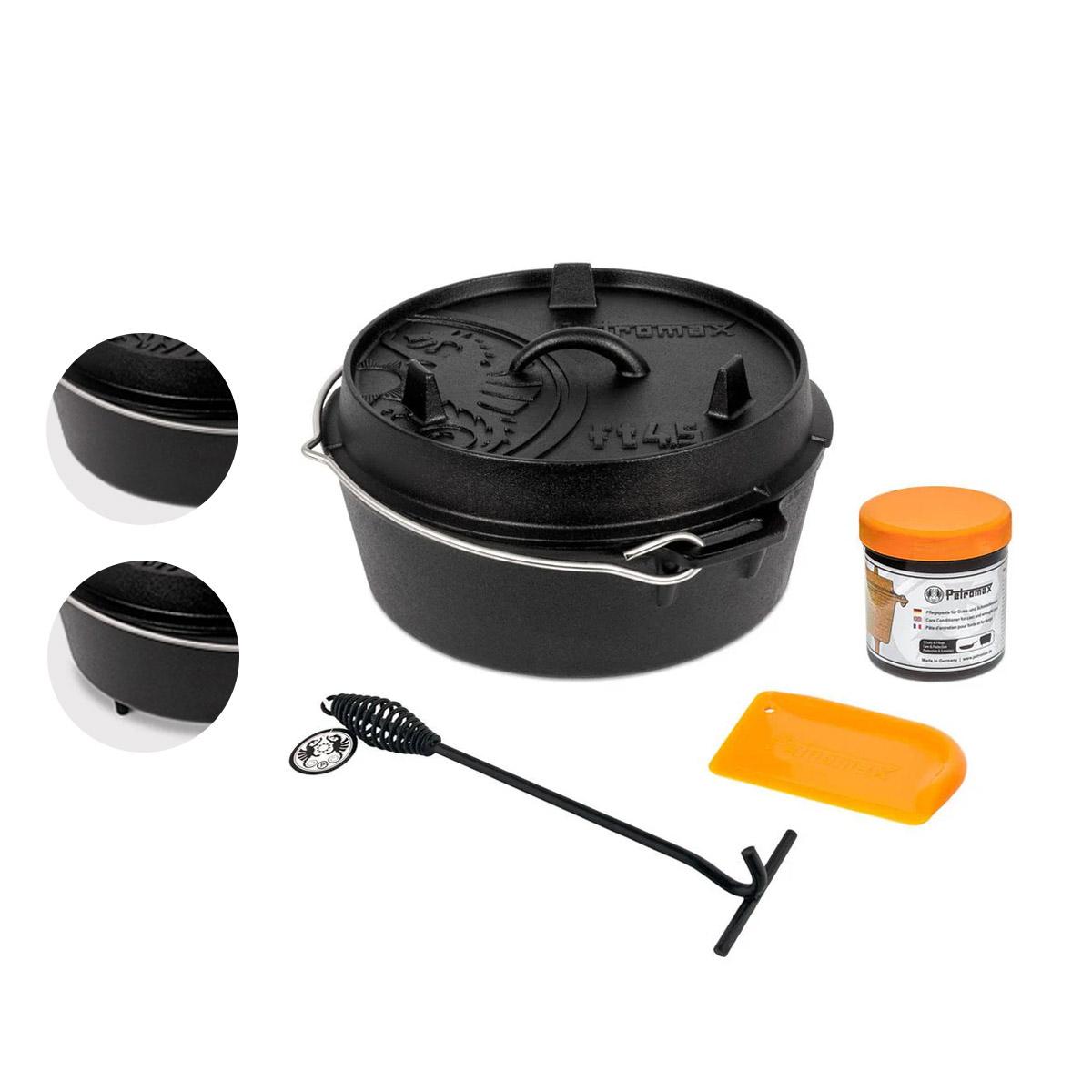 Petromax Feuertopf ft4.5 Set inkl. Deckelheber, Schaber & Pflegepaste