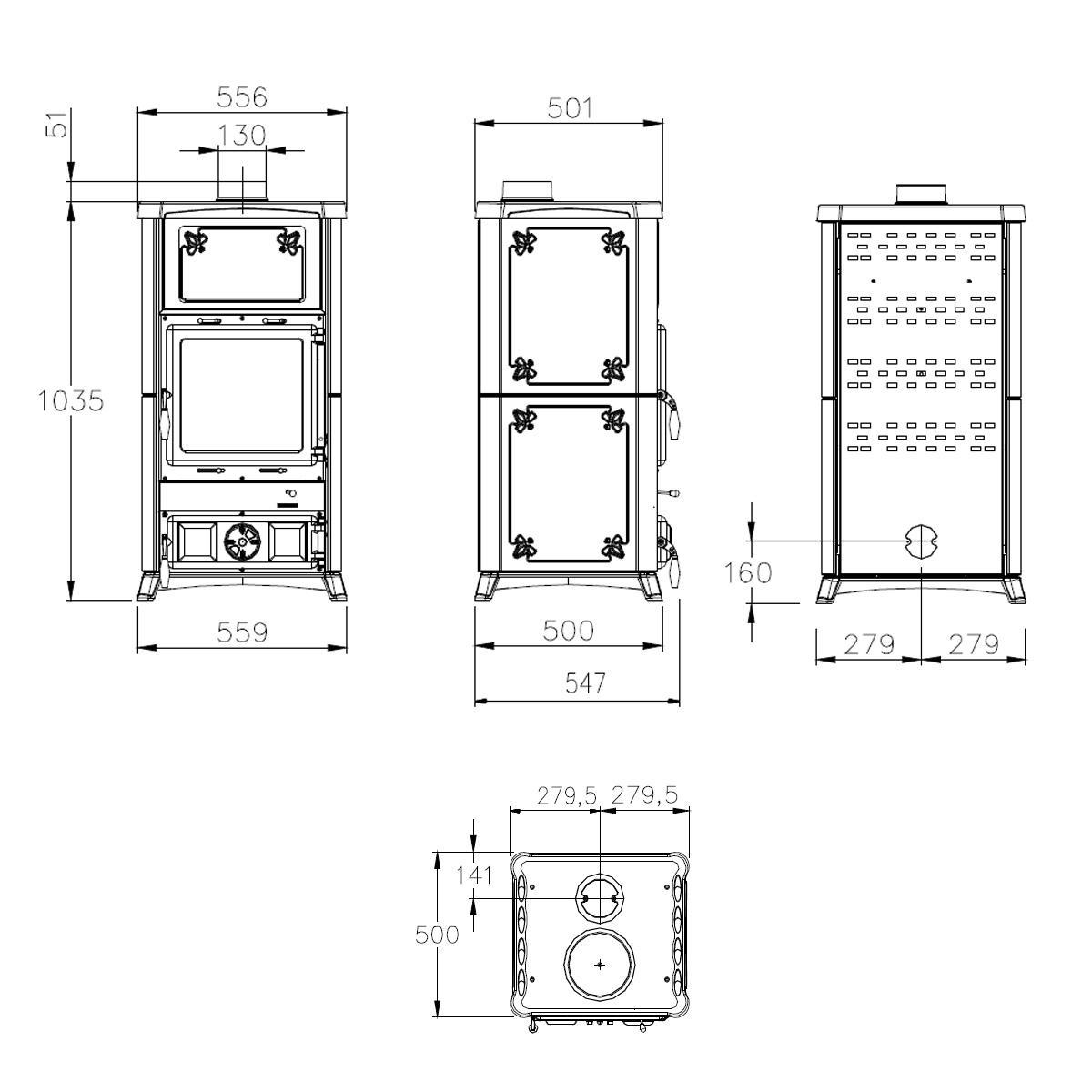 Kaminofen La Nordica Fedora.16 mit 8,3 kW - Verkleidung: Stahl Anthrazit