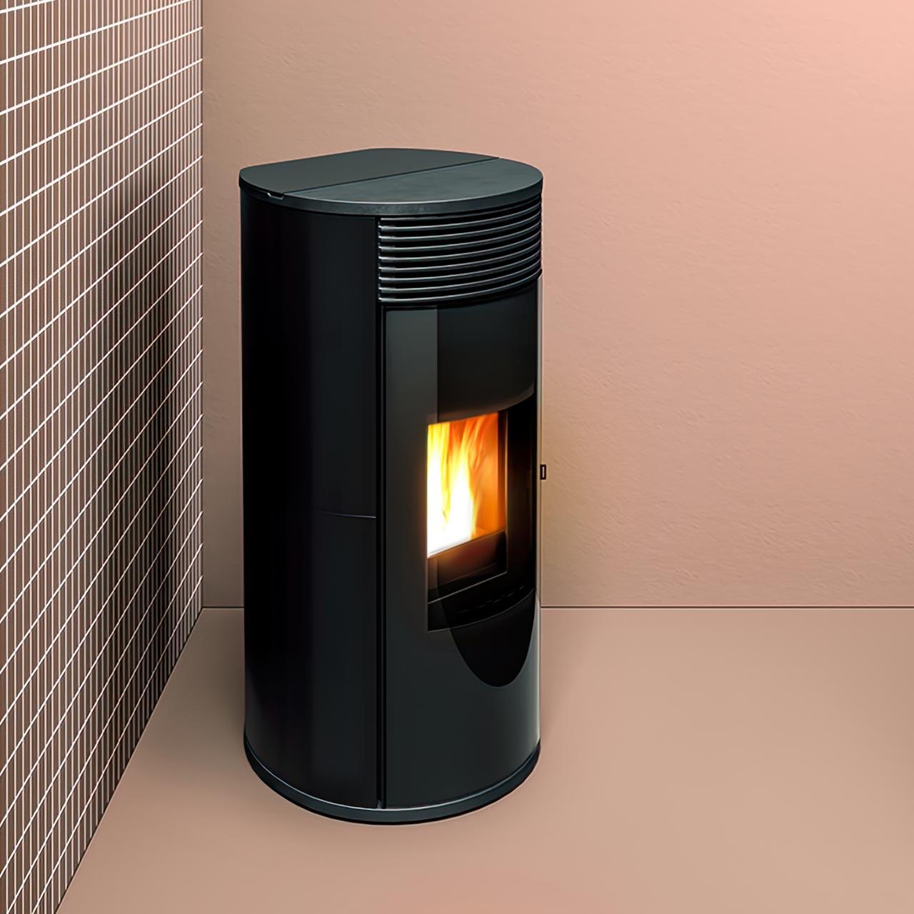 Pelletofen wasserführend MCZ PAD Hydro Matic 18 R M3 mit 18 kW - Ausführung: 107 Plain Black ceramic