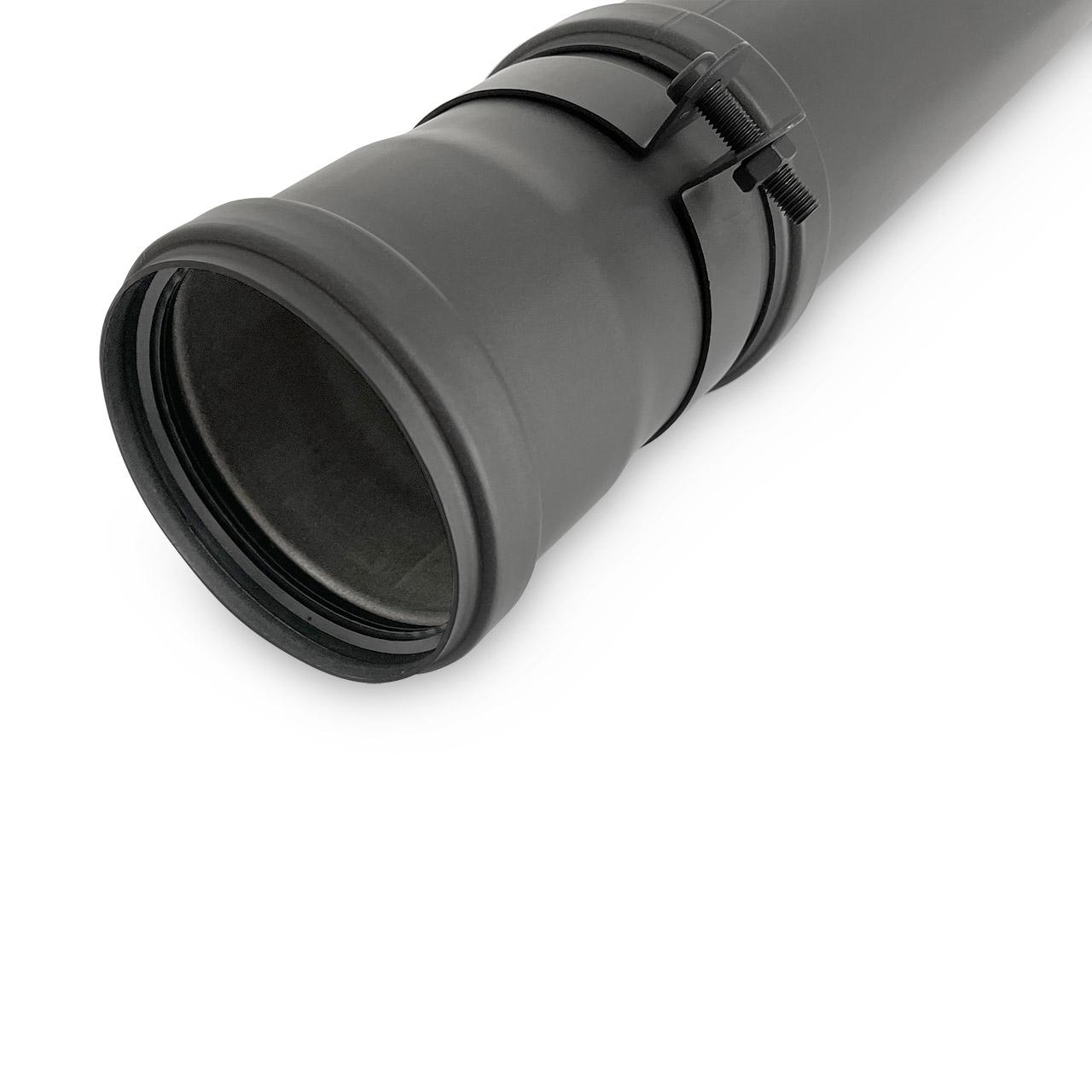 Teleskop Pelletofenrohr DN 80 mm 410 - 610 mm Schwarz 1,2 mm Stahl