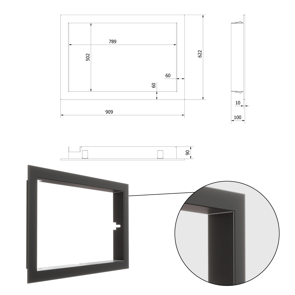 Blendrahmen gerade, Rahmenstärke 60 mm (Art. 7065348)