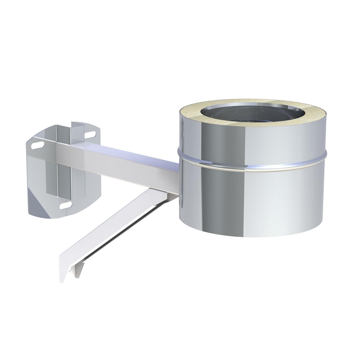 Jeremias DW-FU Grundplatte rund mit Kondensatablauf unten und Halterung, verstellbar bis 200mm Wandabstand - für Schornstein-Innendurchmesser: 80mm
