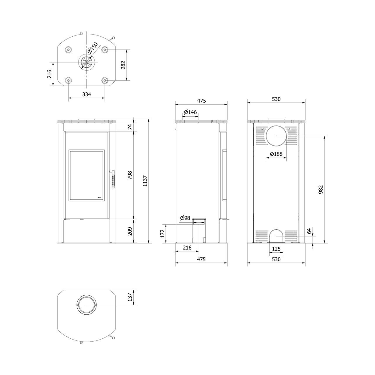Kaminofen Kratki Titan Glas Panoramic 11 kW