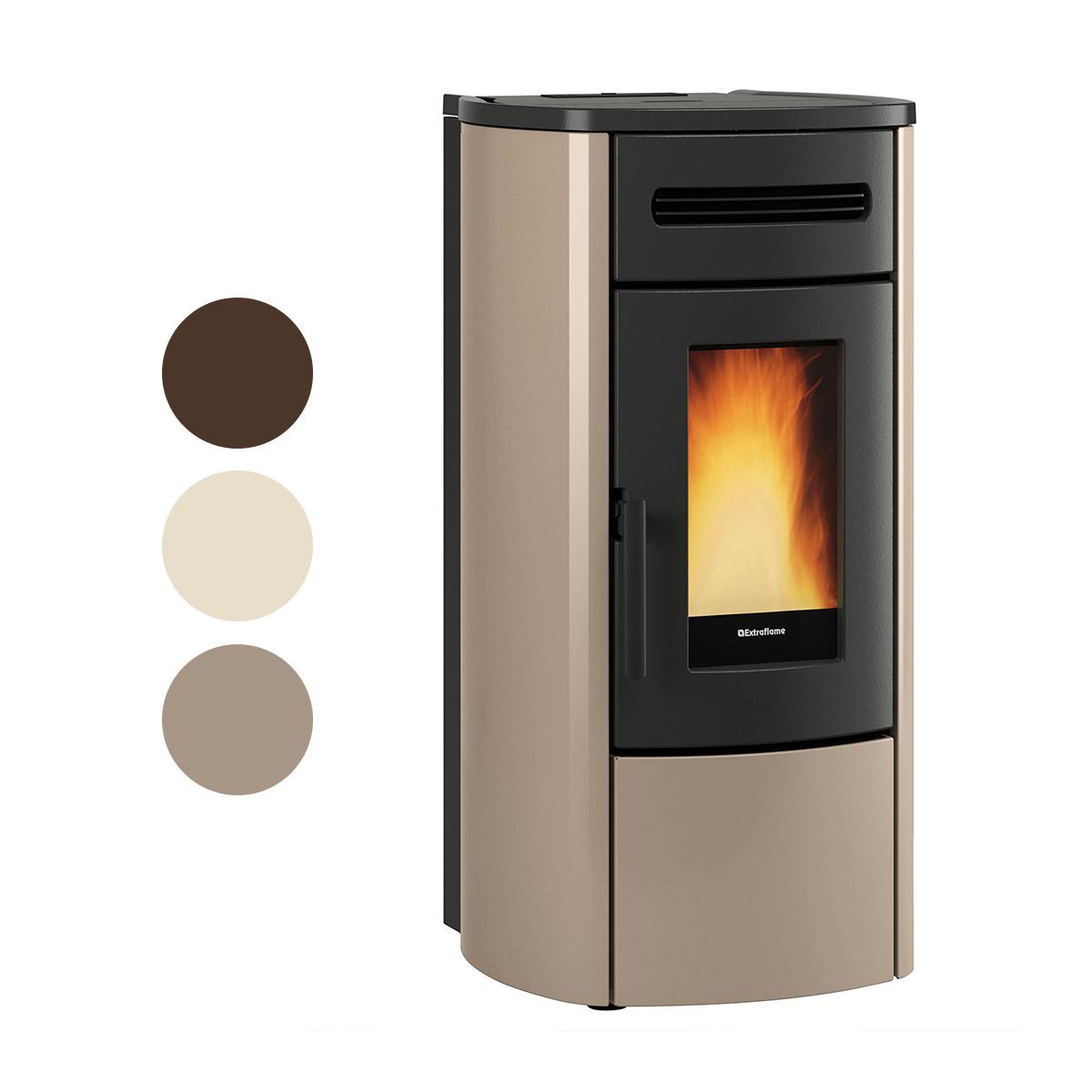 Pelletofen wasserführend Extraflame Evolution Line Guenda Idro 5.0 mit 16,7 kW - Verkleidung: taupe