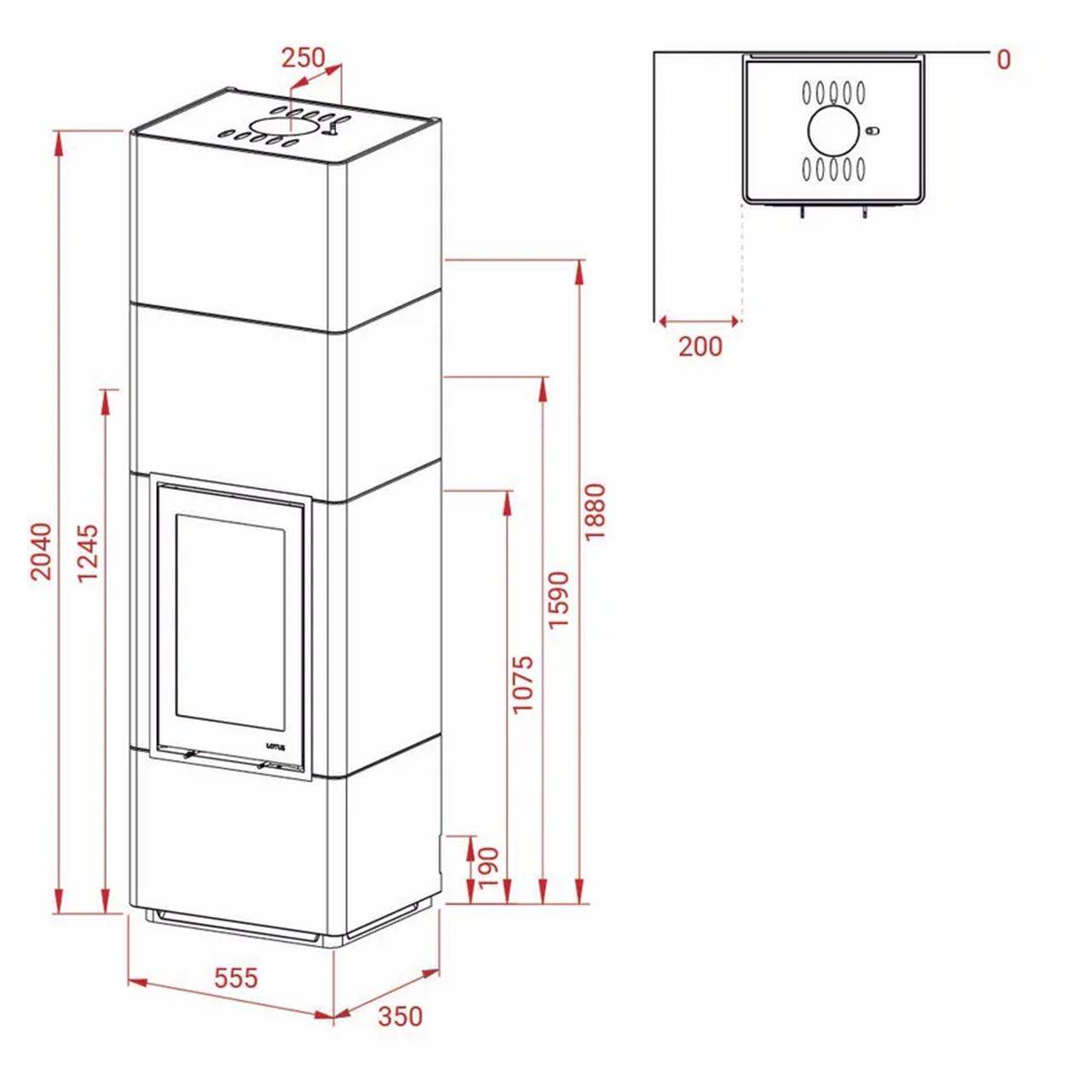 Speicherofen Lotus Beto 700+, 6 kW - Ausführung: Beton, Tür Schwarz