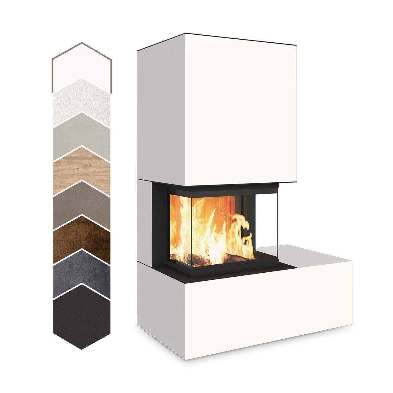 Kaminbausatz Neocube P32 10 kW - Keramik oben: Nero Zimbabwe - Keramik unten: Iron Grey