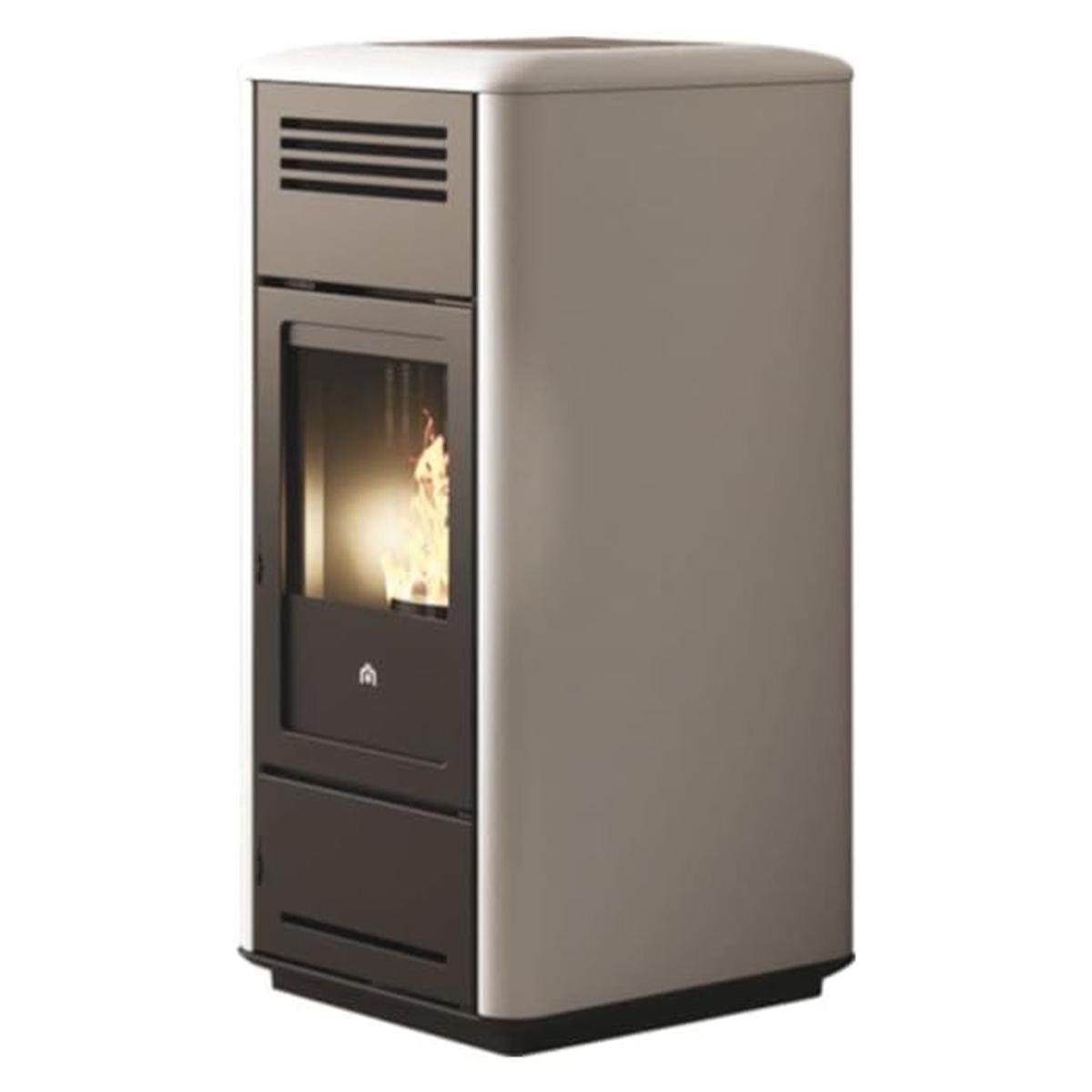 Pelletofen wasserführend Edilkamin Milla H 12 Evo 11,9 kW - Keramik: Weiß
