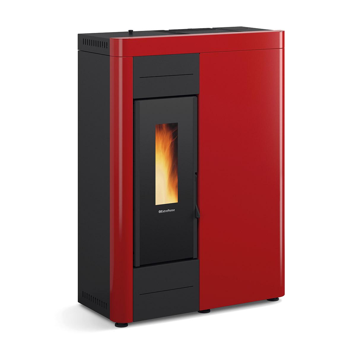 Pelletofen wasserführend Extraflame Virna Idro.16 mit 14,5 kW - Verkleidung: bordeaux