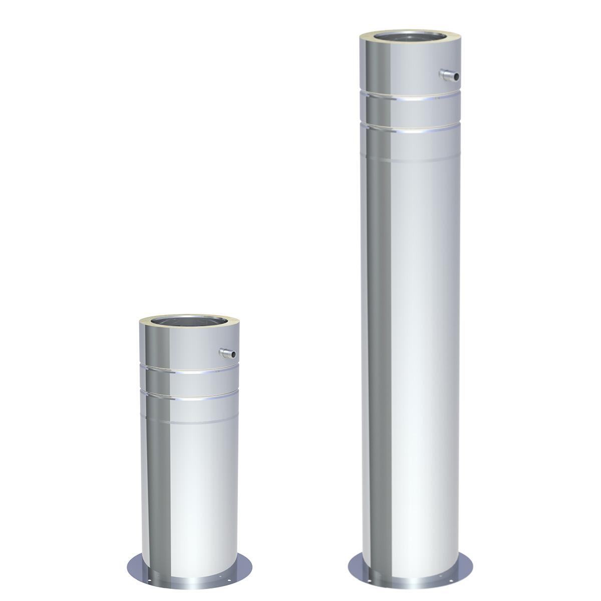 Jeremias DW Teleskopstütze mit Teleskopkopf, Kondensatablauf seitlich und 1/2 Zoll Nippel - verstellbar: 250-690mm - für Schornstein-Innendurchmesser: 150mm