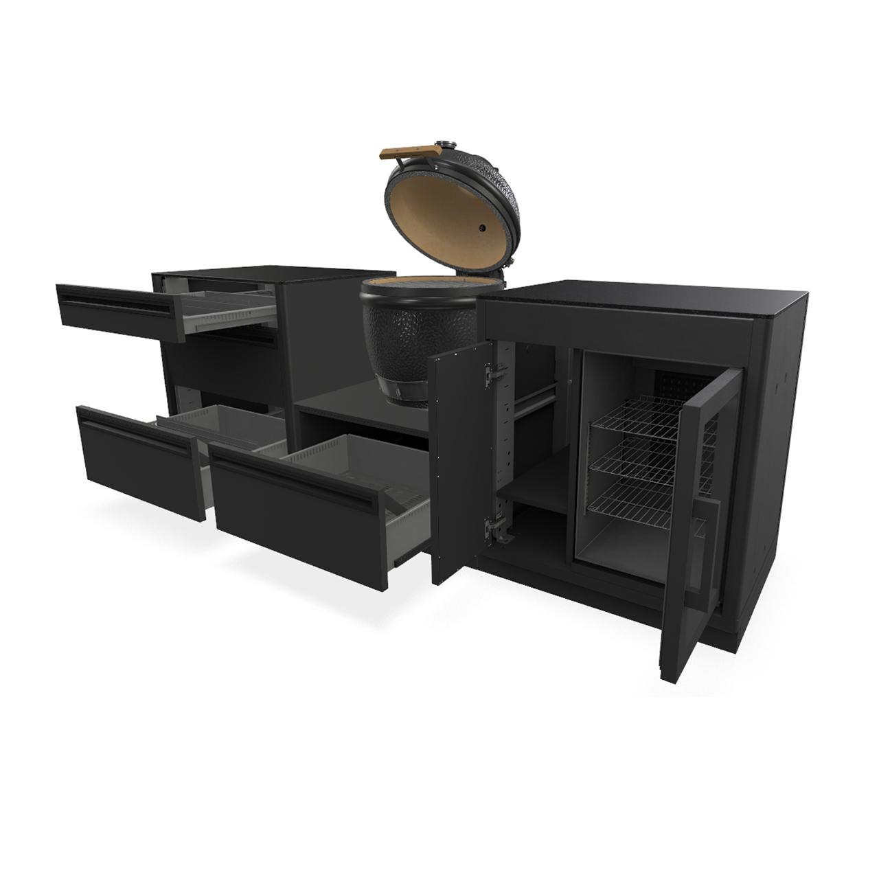 Outdoorchef Heat Outdoorküche 3-teilig: EGG 460 H & Caso BBQ Cooler inkl. Granit-Arbeitsplatten