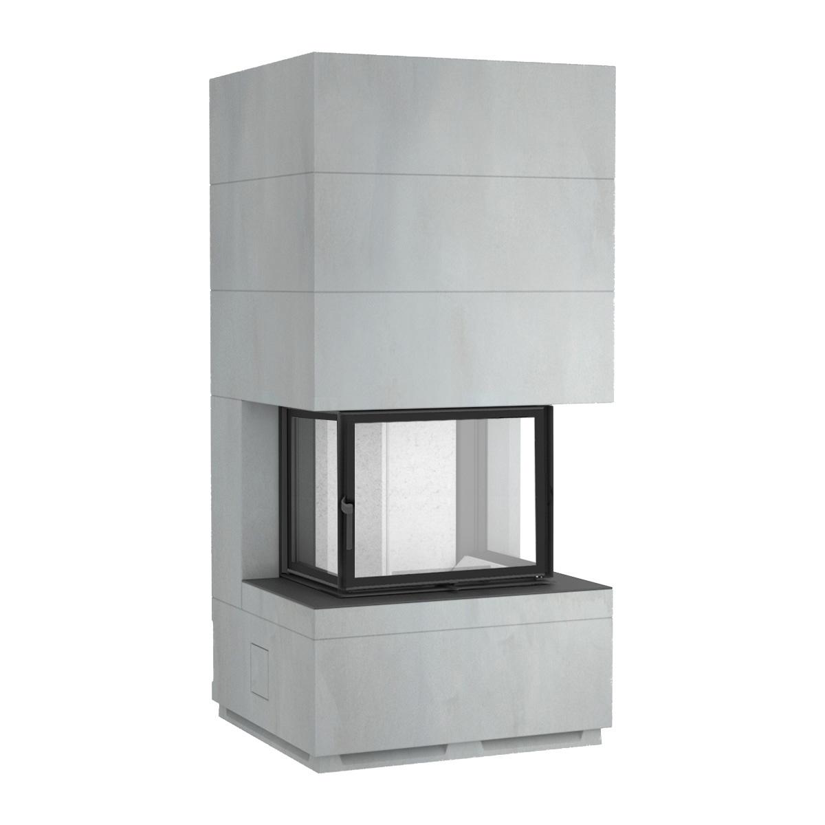 Kaminbausatz Camina S13 mit 9 kW - Ausführung Kaminbausatz: Beton natur - Türausführung: schwenkbar, Türanschlag rechts - Feuerraumauskleidung: Schamotte weiß