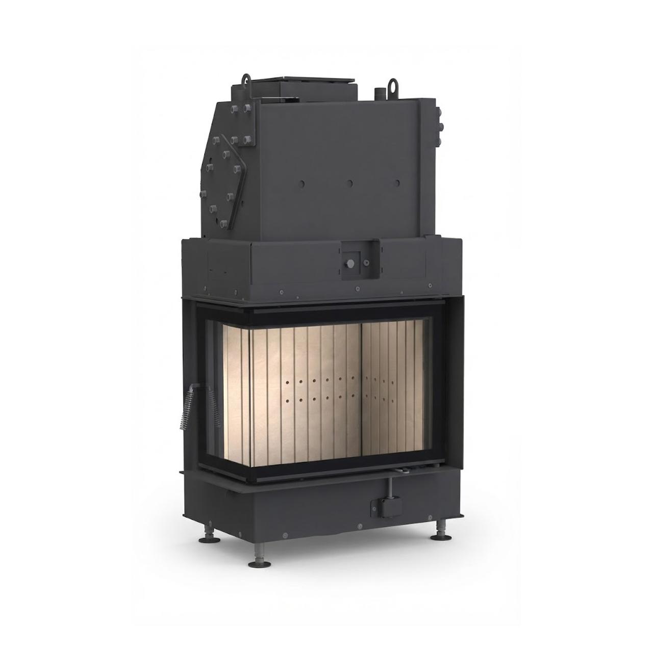 Kaminbausatz Brunner wasserführend BSK 12.1 Kamin-Kessel Eck 42/57/30 links, Drehtür 8 kW - Kessel-Ausführung: Glaskeramik beschichtet (GKB), EOS-vorbereitet