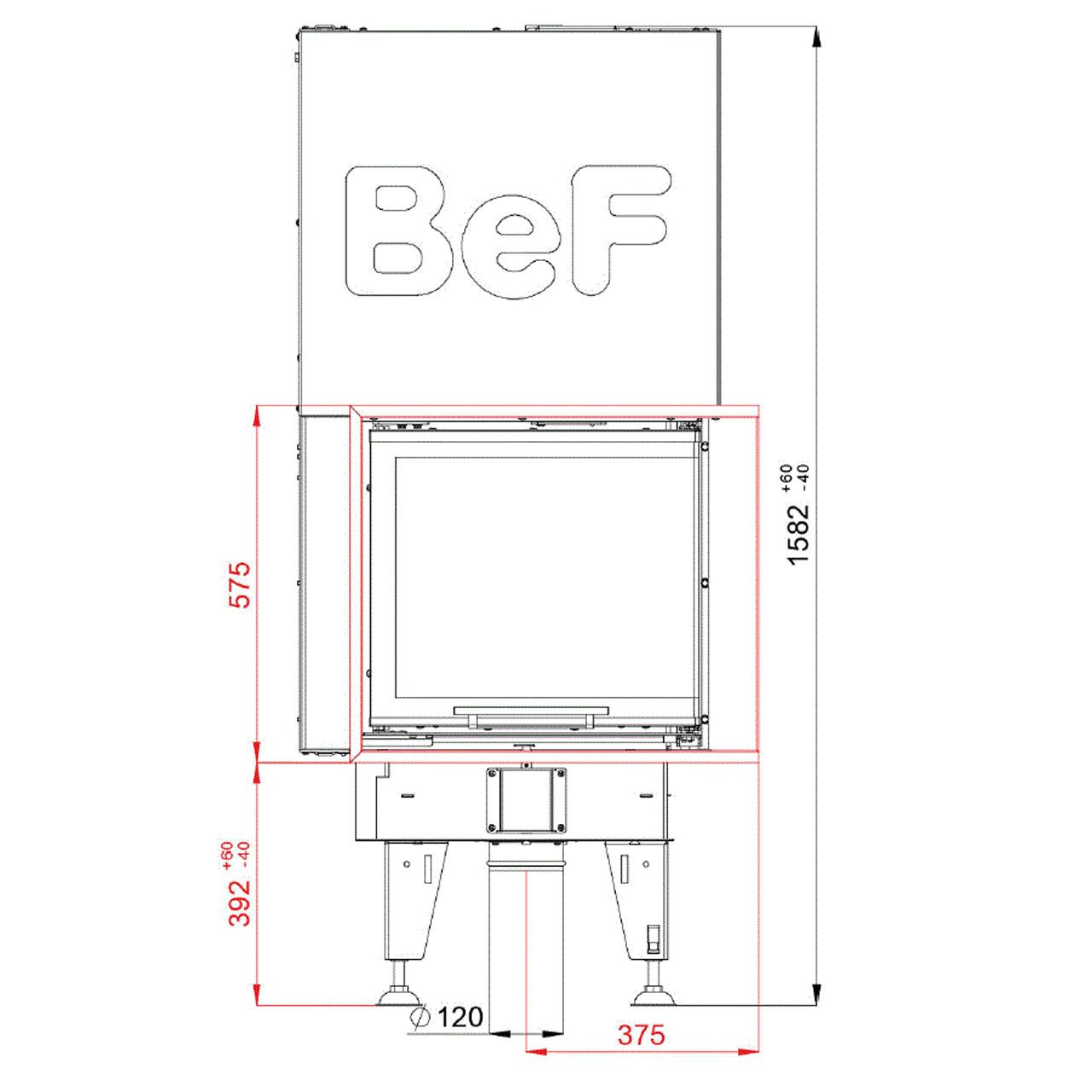 Kamineinsatz BeF Therm V 6 CP/CL 6 KW - Ausführung:  CP Seitenfenster rechts