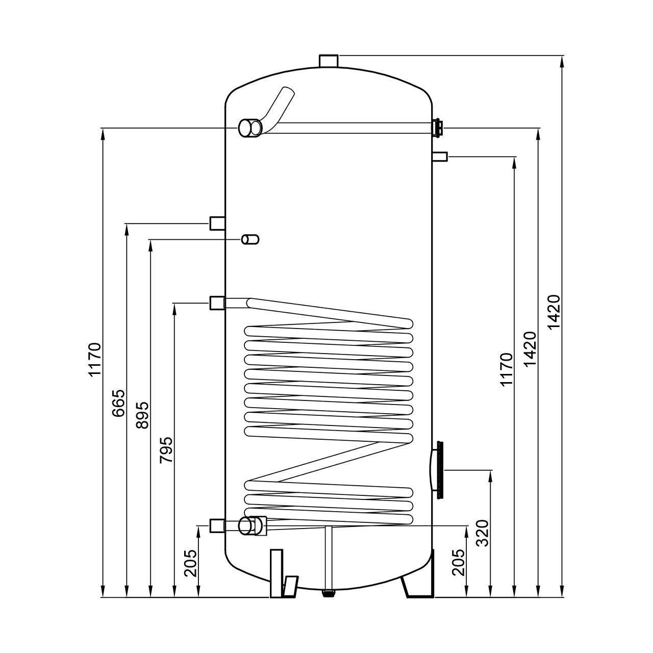 Brauchwasserspeicher TWL Typ S 300 l mit Wärmetauscher