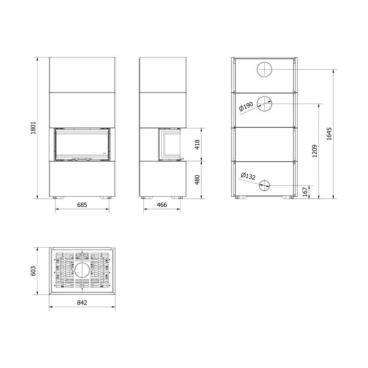 Kaminbausatz Kratki NBC/EASY BOX 7 kW - Ausführung: Weiß