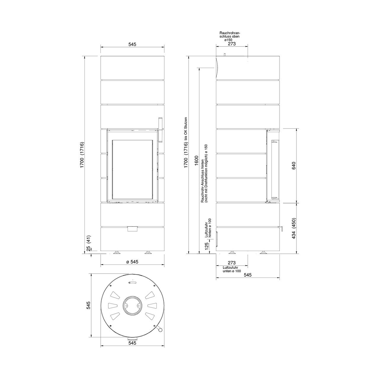 Speicherofen Cera Design Titan mit 7,5 kW - Ausführung: grau - Brennraumauskleidung: weiß