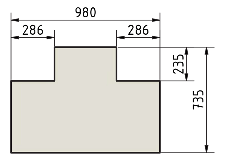 Glasbodenplatte, 6 mm für Holzsockel vorn offen (Art. 7034549)