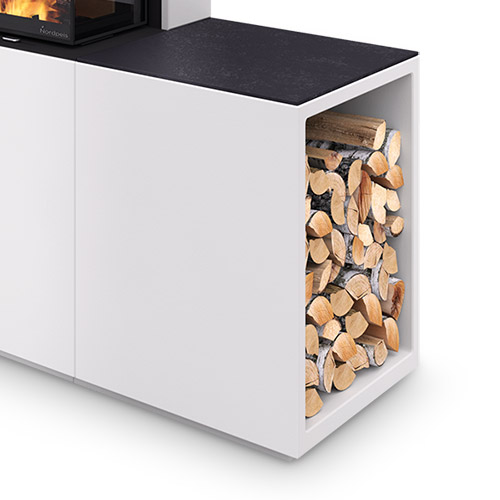 1x Monaco Holzfach/Seitenbank mit Auﬂage schwarz